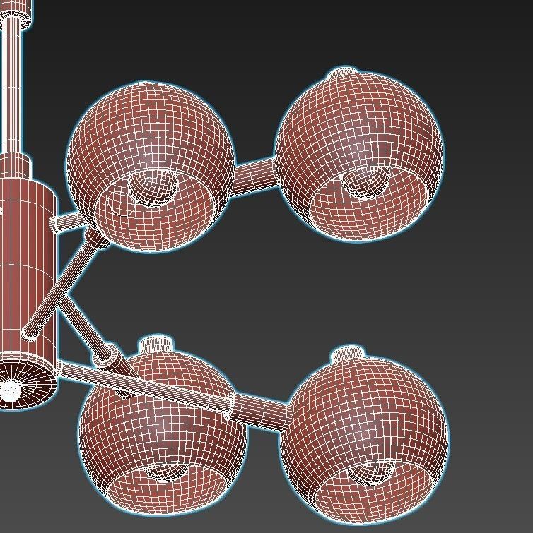 svenn chandelier with six lights gold 3D model_4