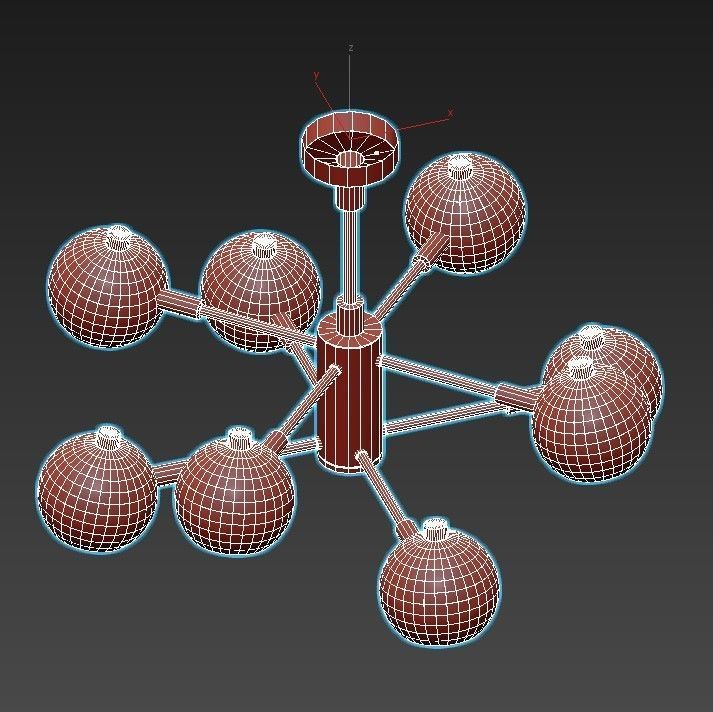 svenn chandelier with six lights gold 3D model_5