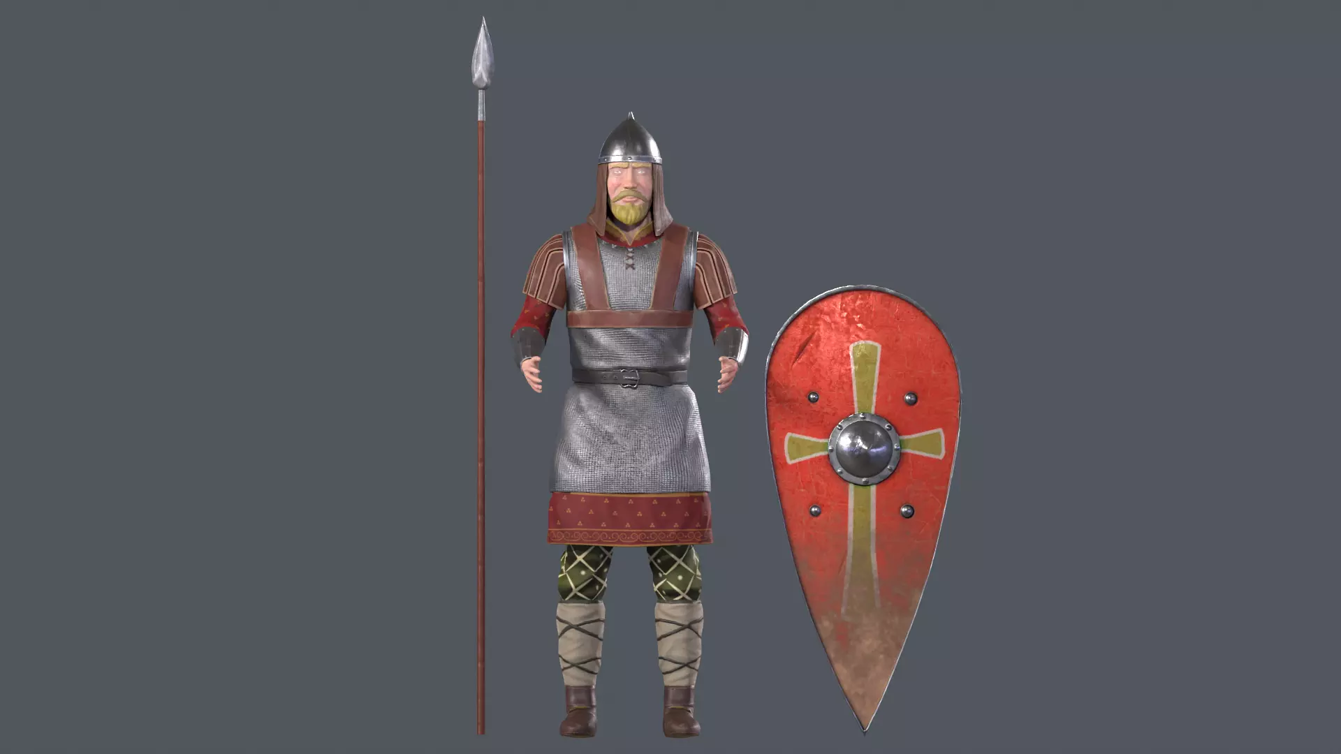 Warrior medieval knight holding shield and sword Free low-poly 3D model