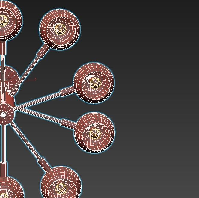 svenn gold chandelier with six lights 3D model_4