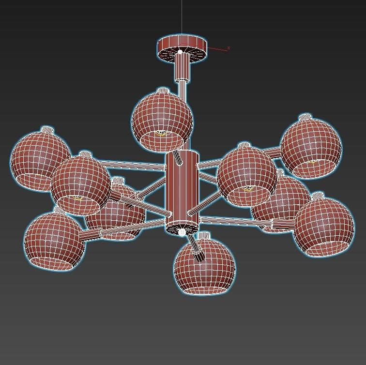 svenn gold chandelier with six lights 3D model_5