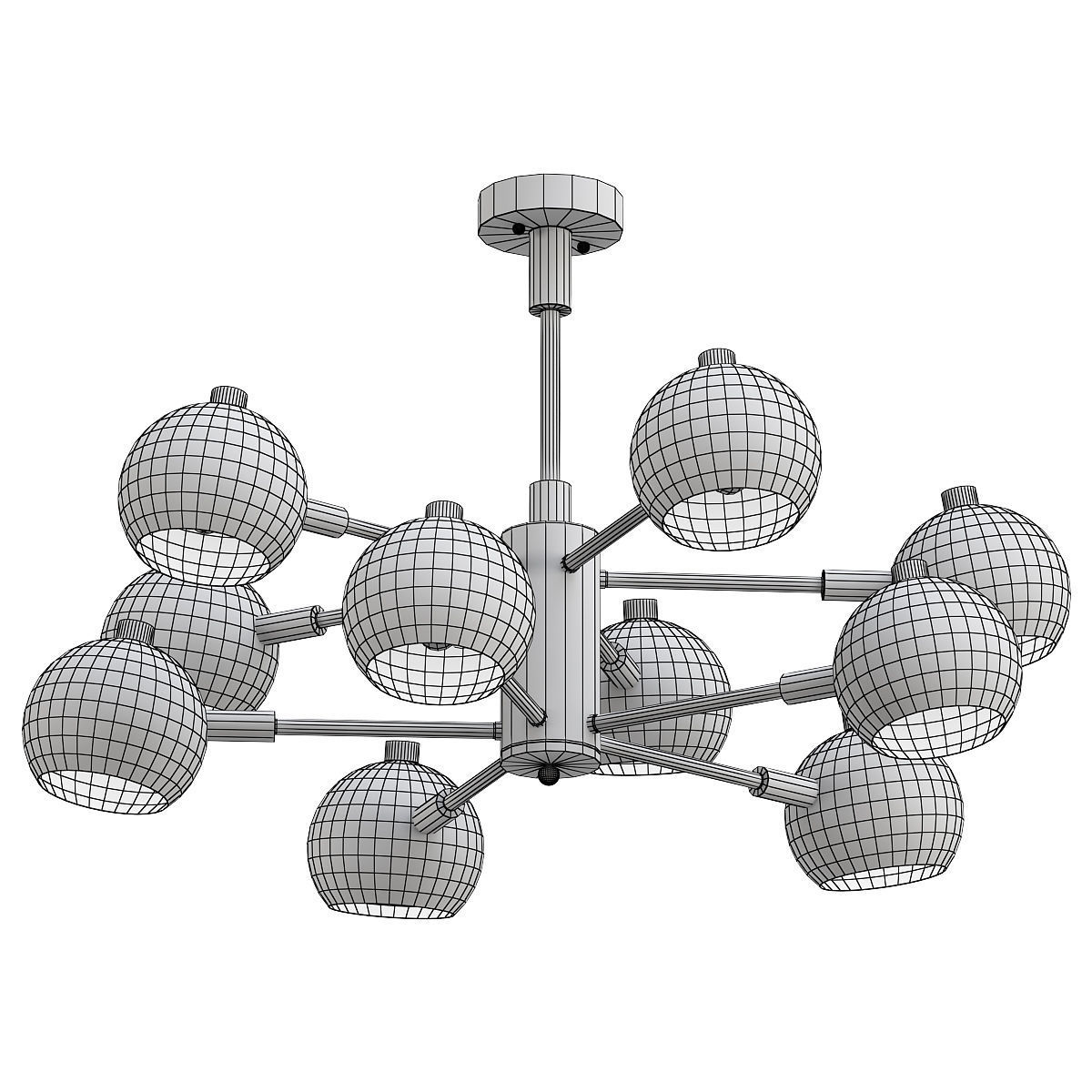 svenn gold chandelier with six lights 3D model_1