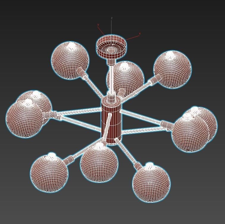 svenn gold chandelier with six lights 3D model_2