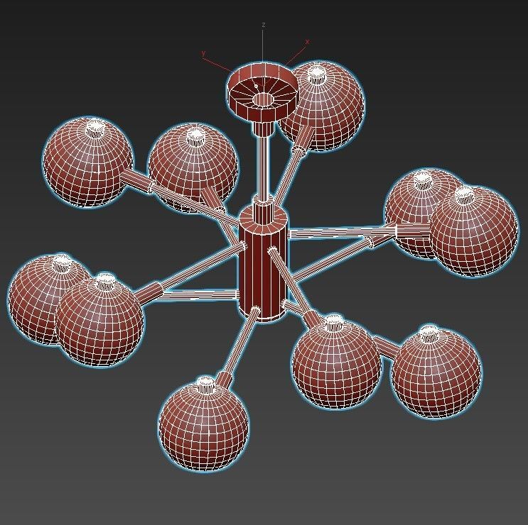 svenn gold chandelier with six lights 3D model_6