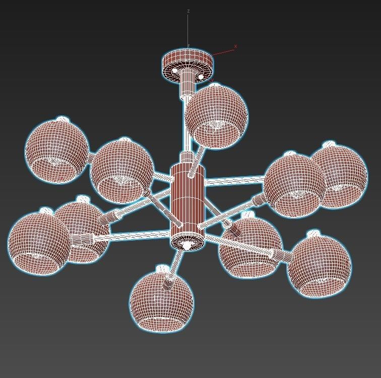 svenn gold chandelier with six lights 3D model_3