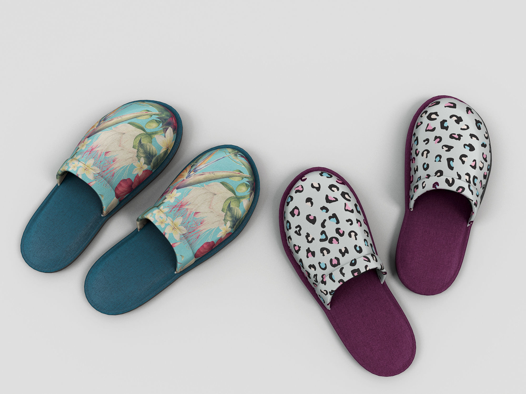 Slippers leopard 3D model_1