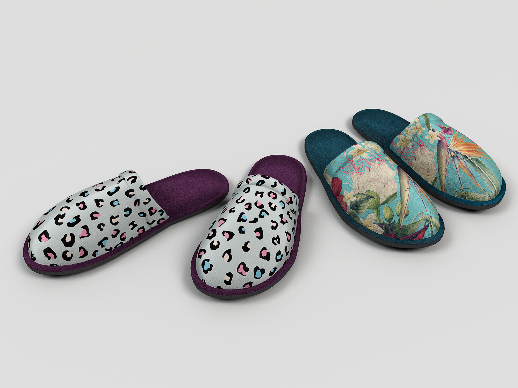Slippers leopard 3D model_3