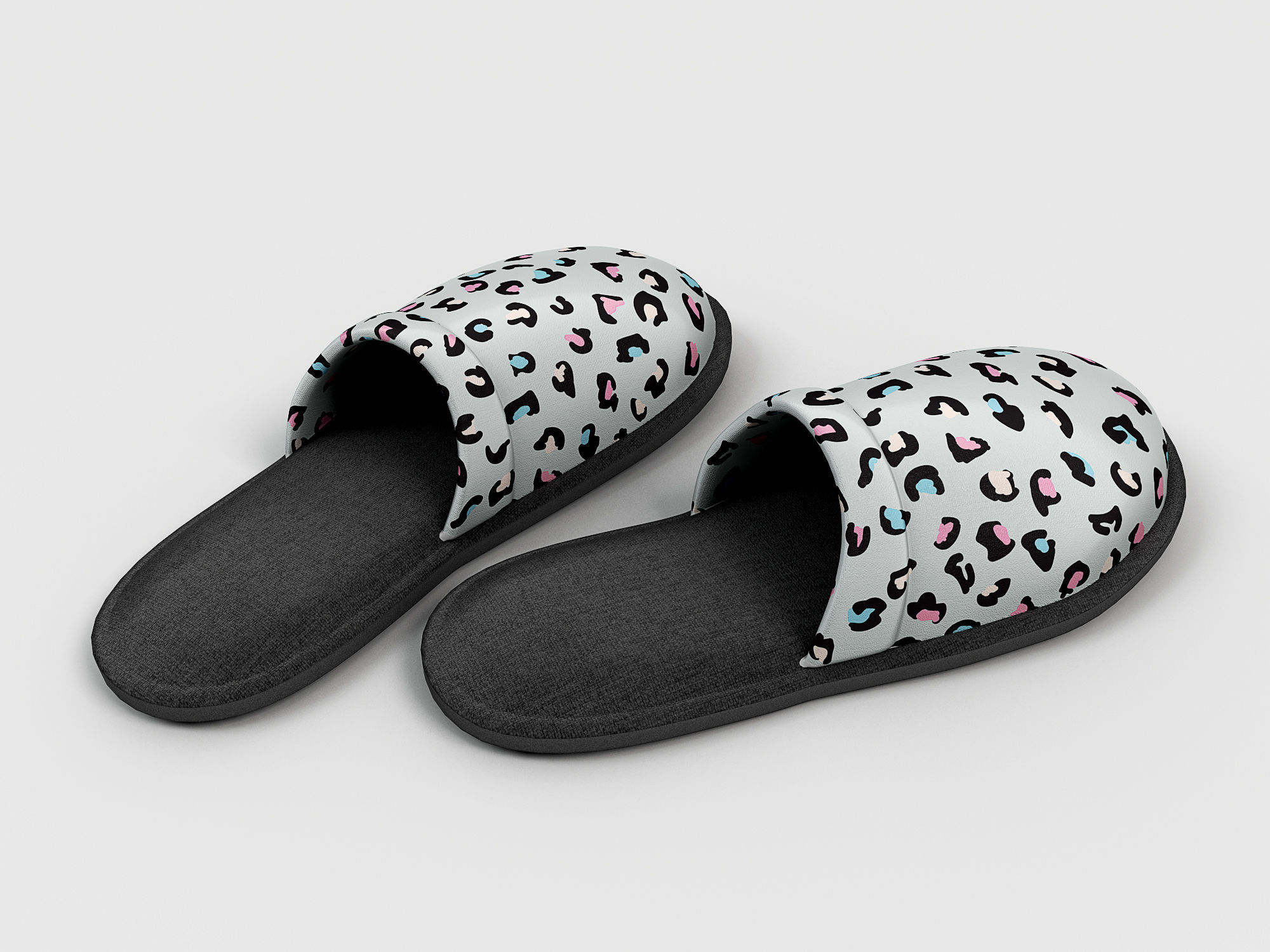 Slippers leopard 3D model_2