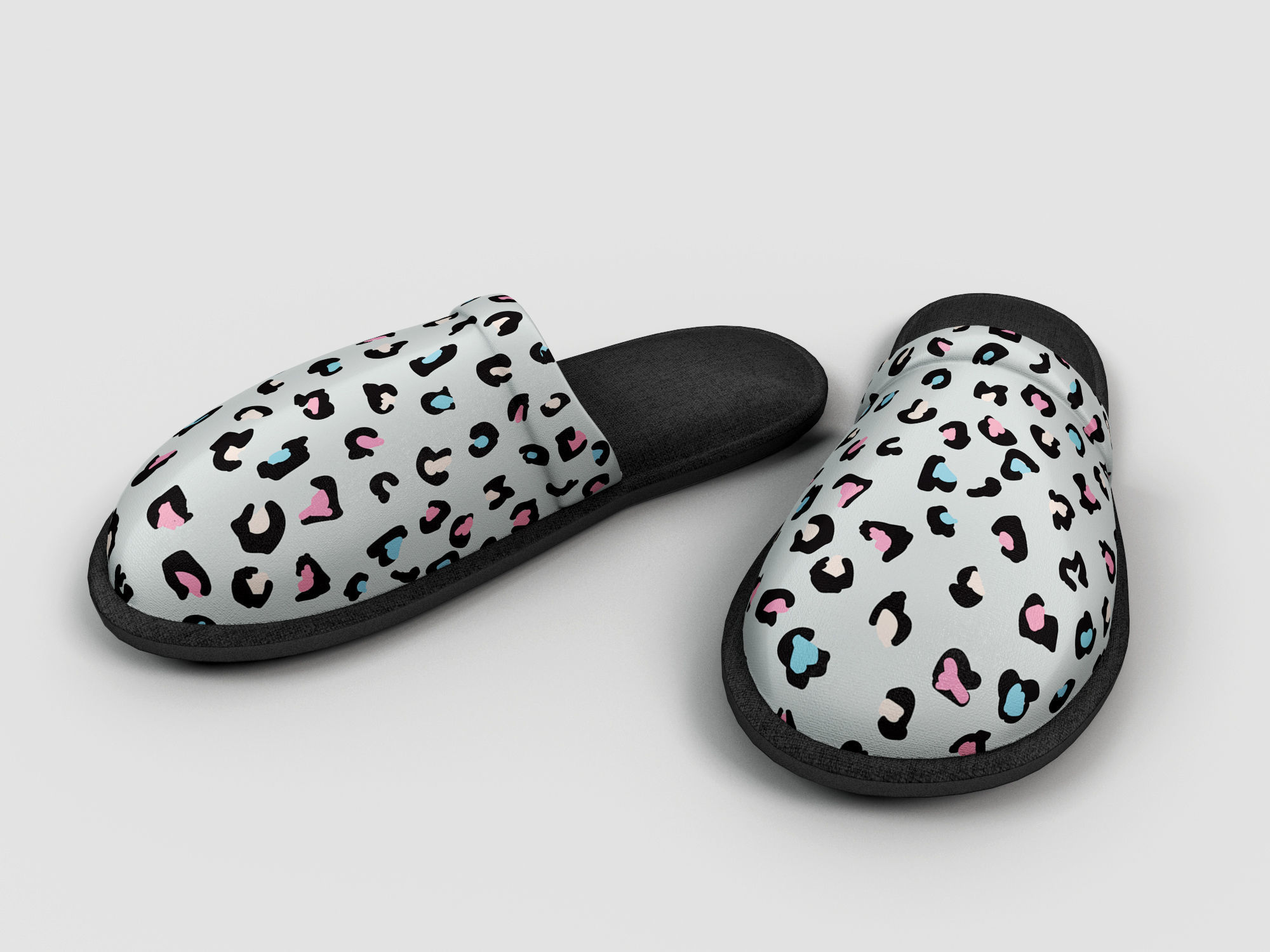 Slippers leopard 3D model_4