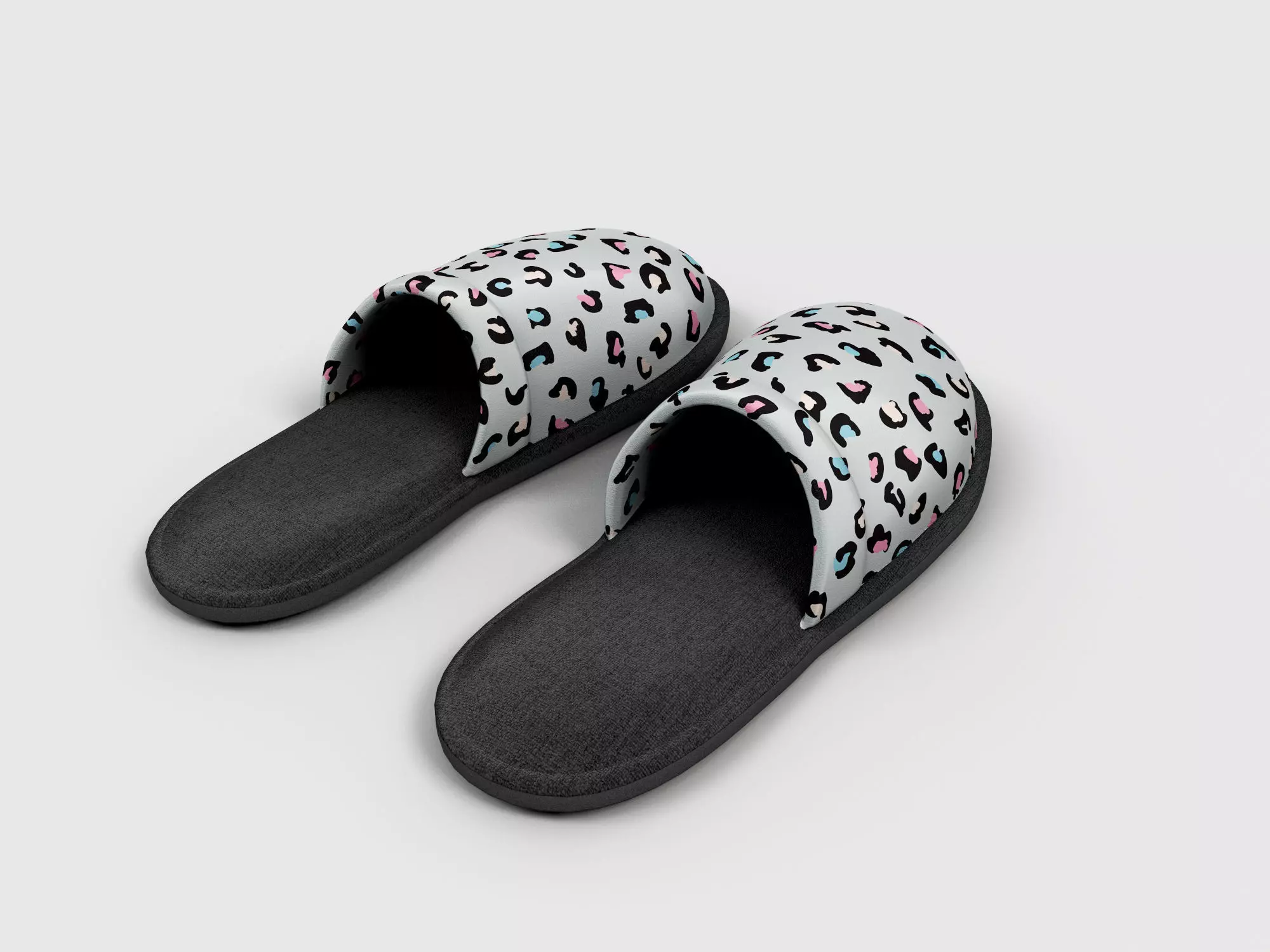 Slippers leopard 3D model_0