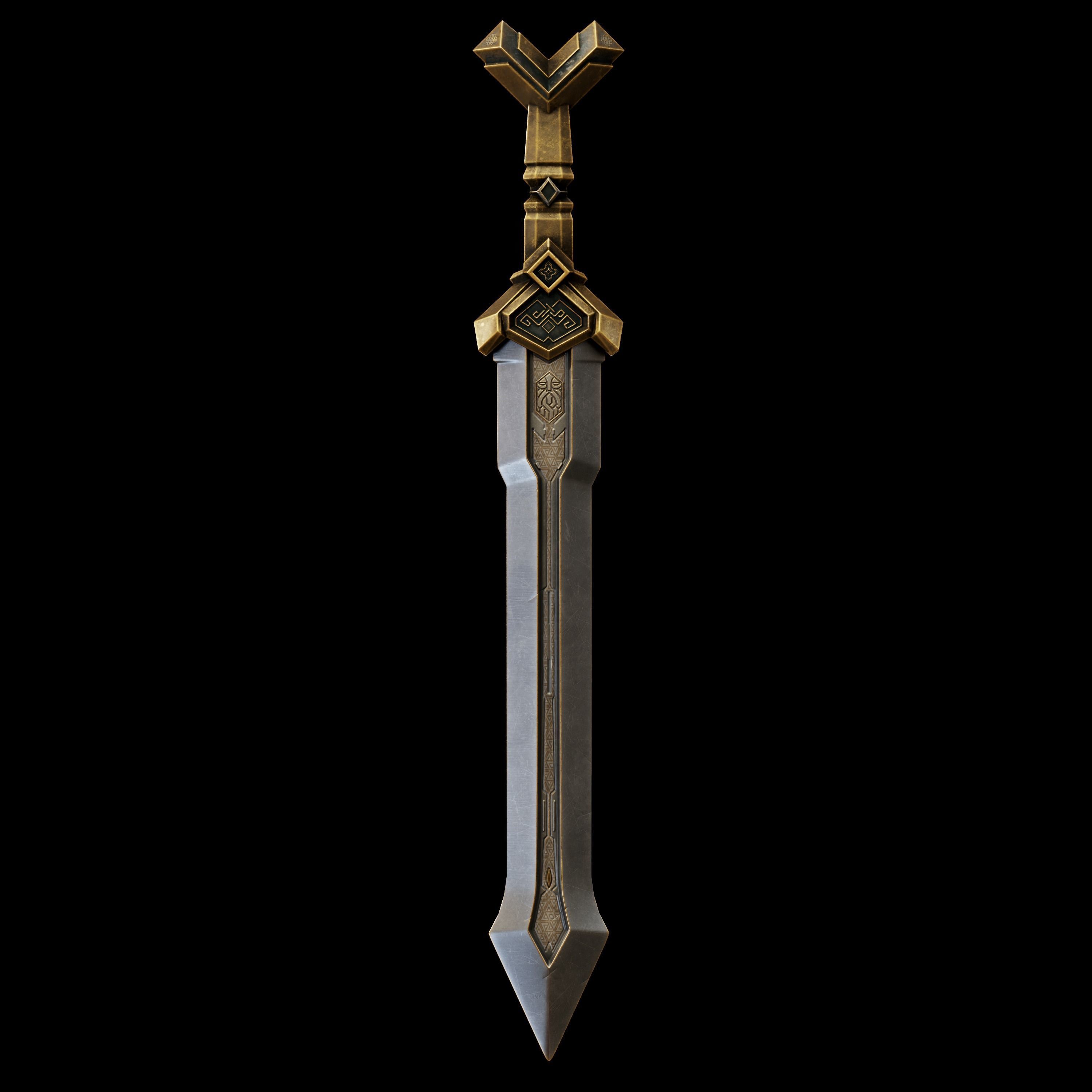 14 Dwarn weapon with Base mesh Low-poly 3D model_43