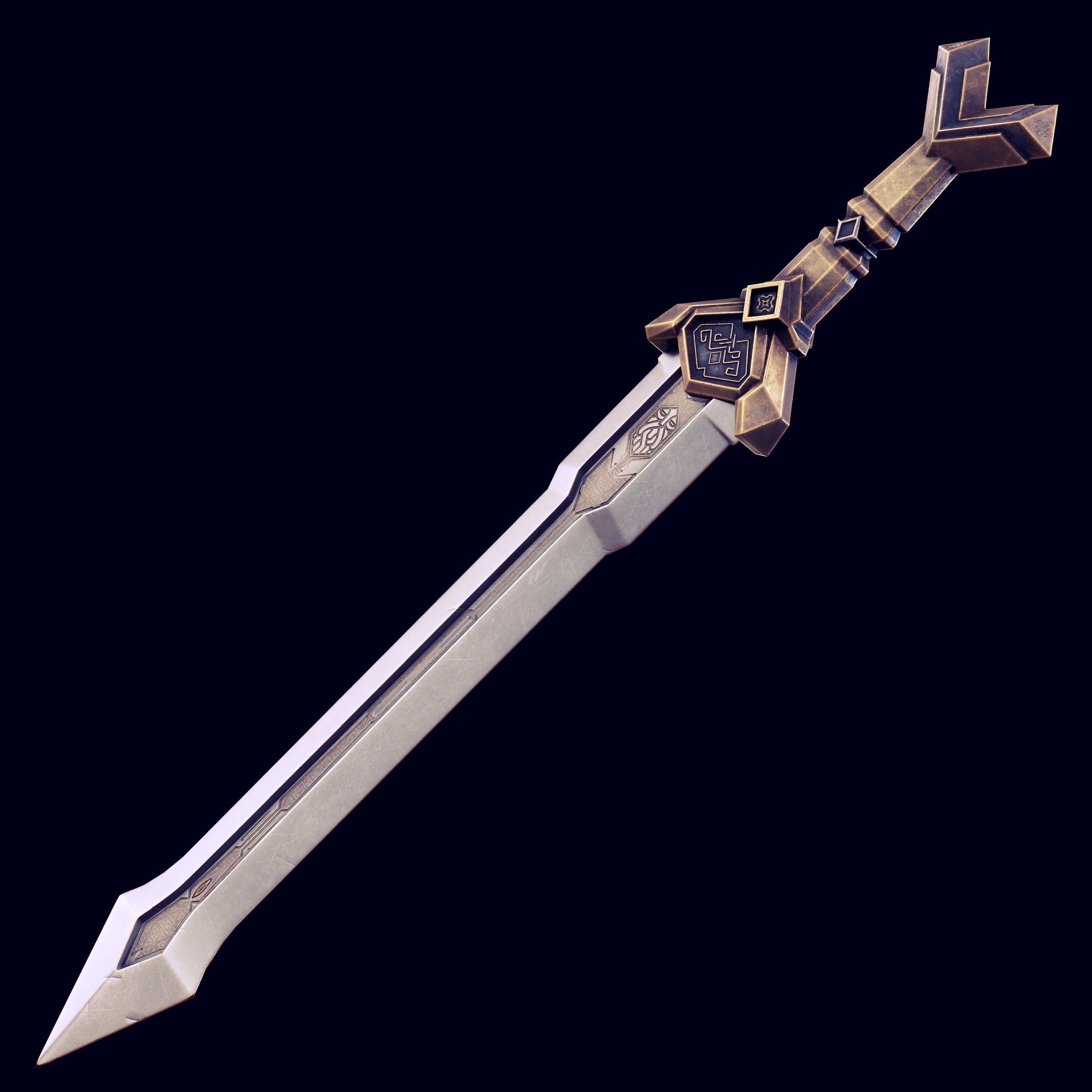 14 Dwarn weapon with Base mesh Low-poly 3D model_42