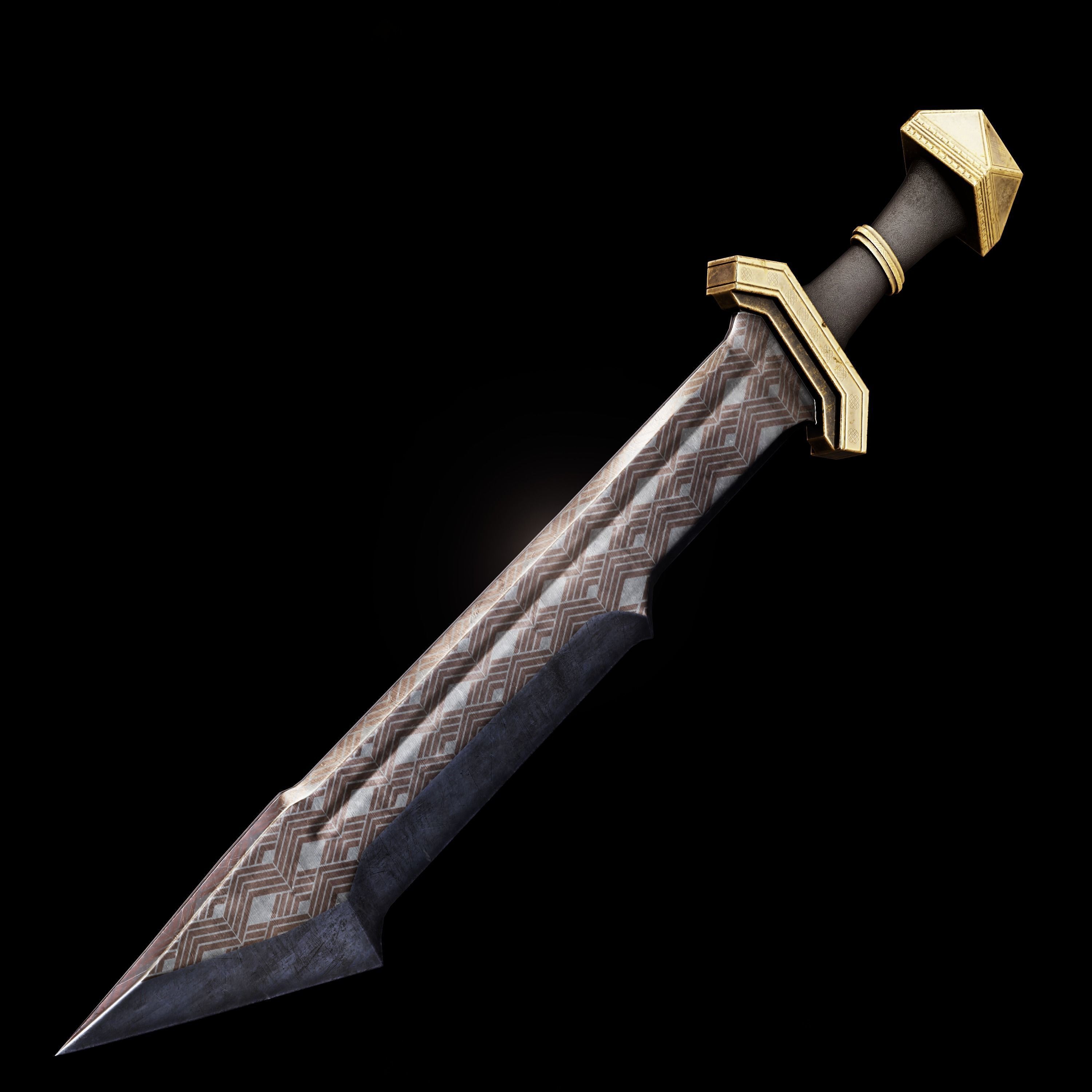 14 Dwarn weapon with Base mesh Low-poly 3D model_41