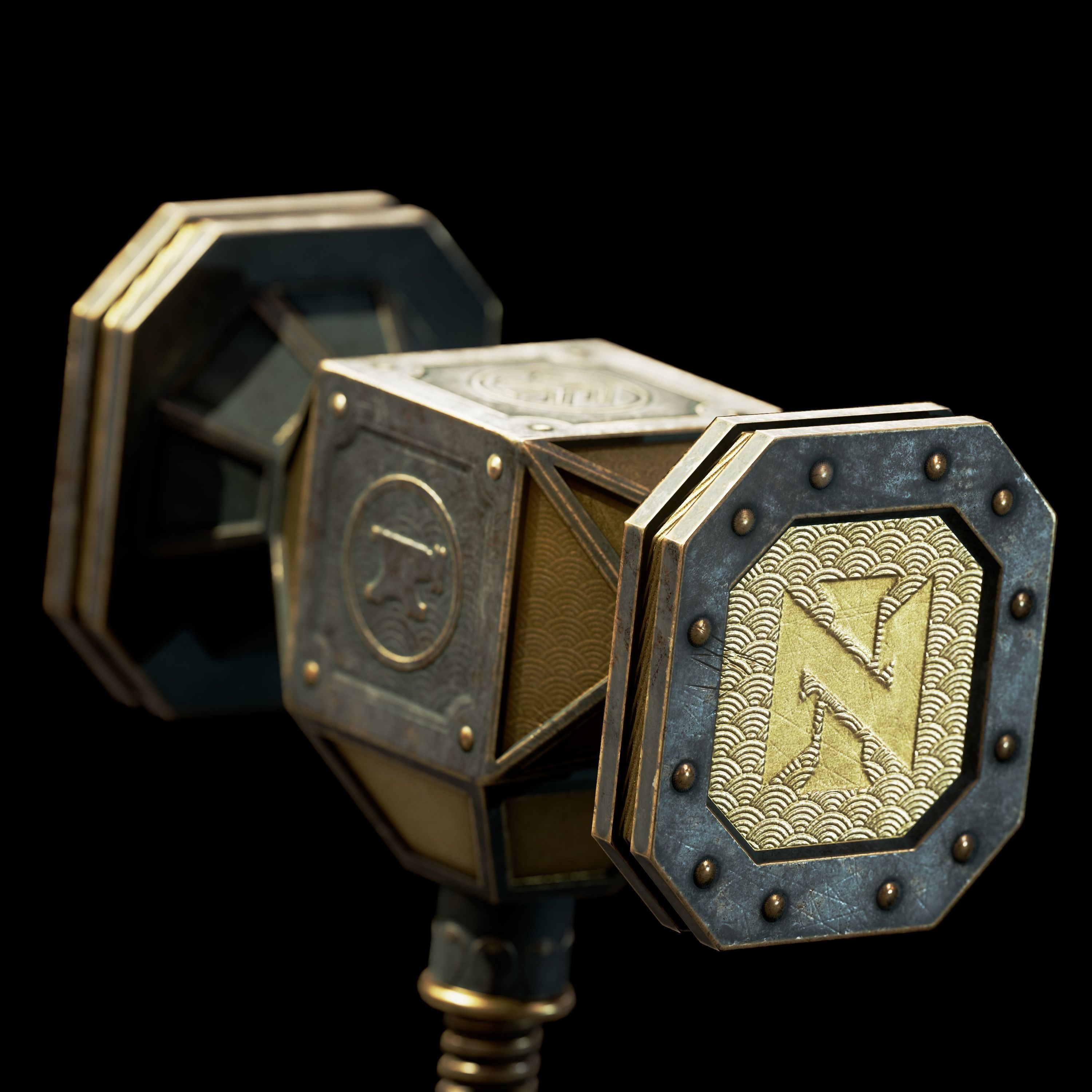 14 Dwarn weapon with Base mesh Low-poly 3D model_38