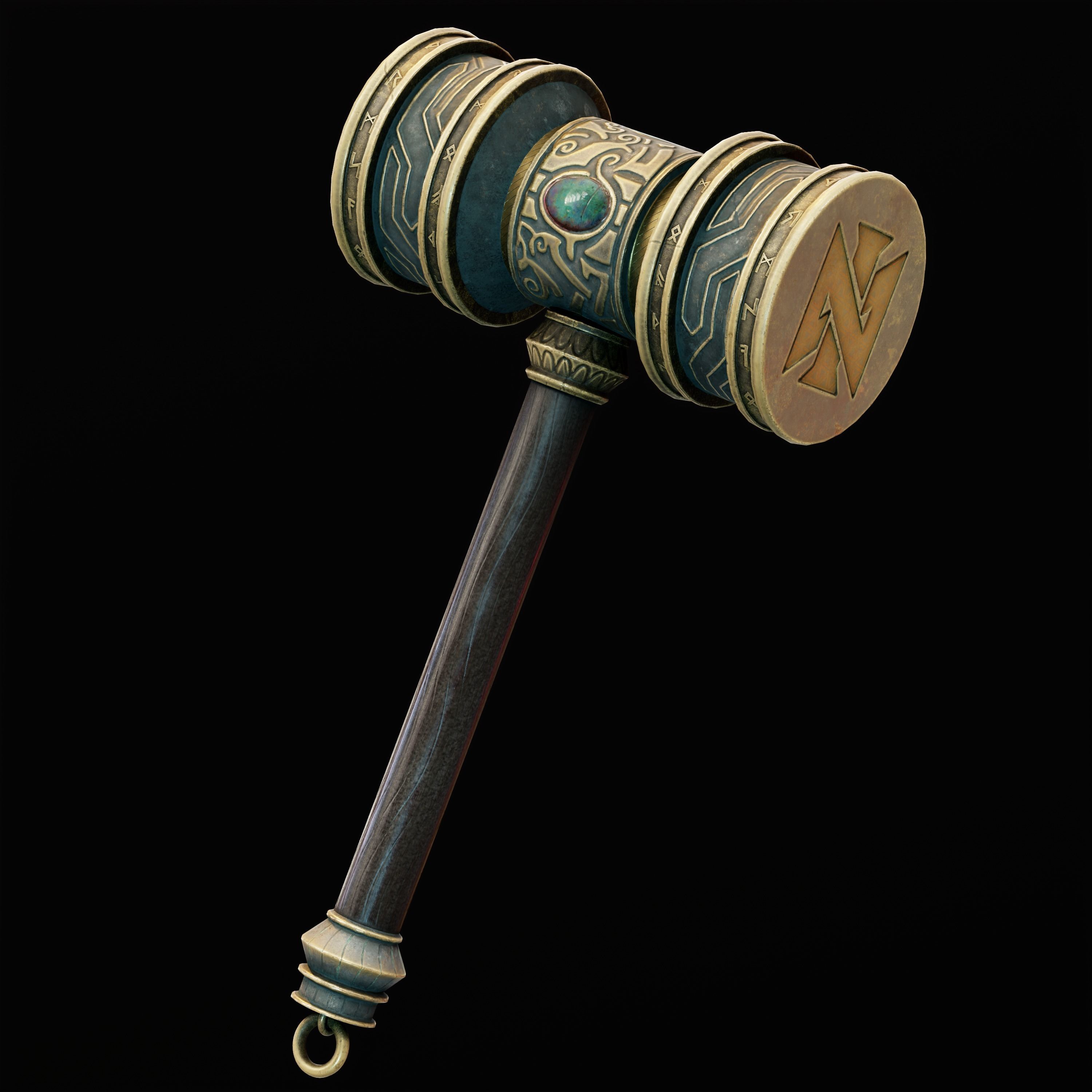 14 Dwarn weapon with Base mesh Low-poly 3D model_36