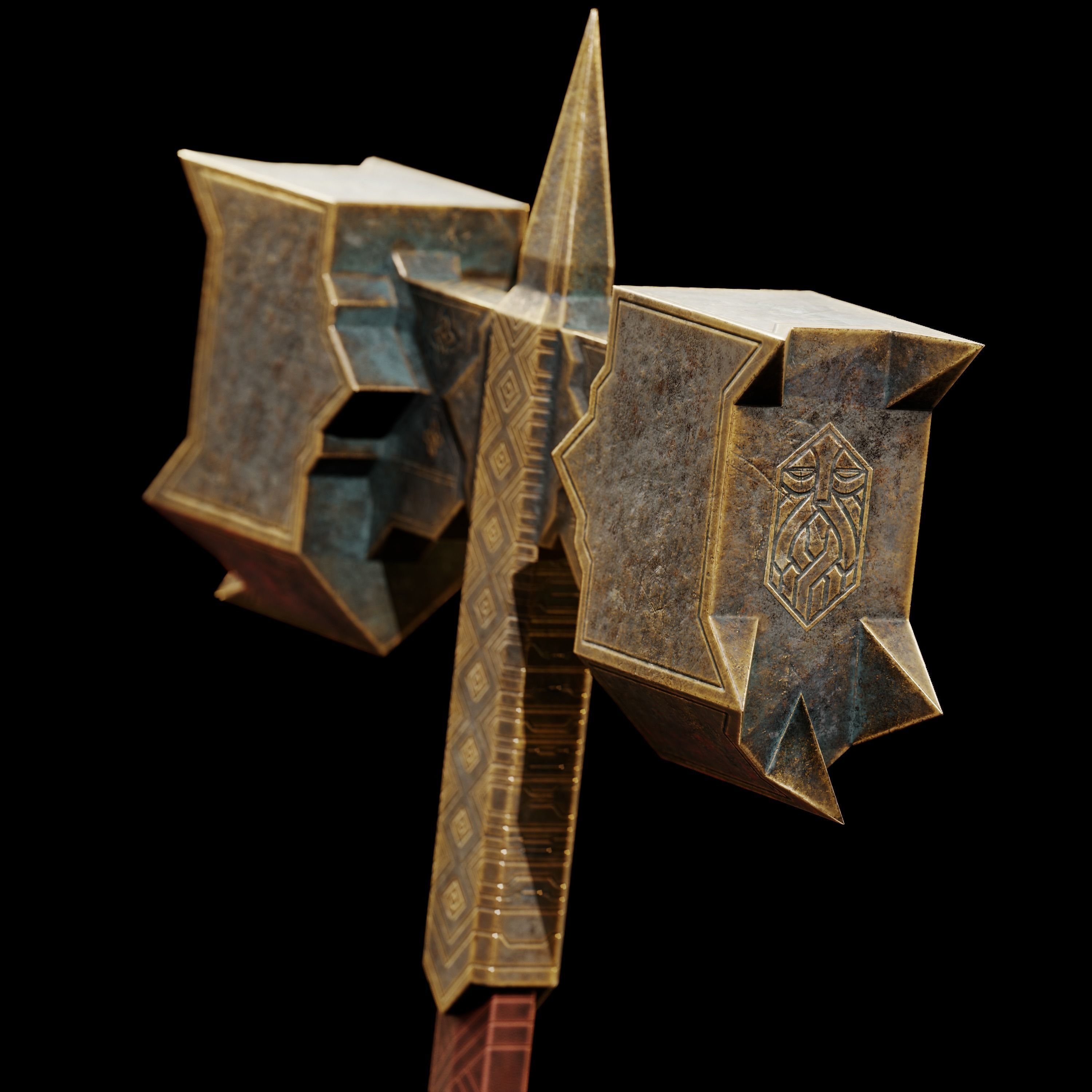 14 Dwarn weapon with Base mesh Low-poly 3D model_39