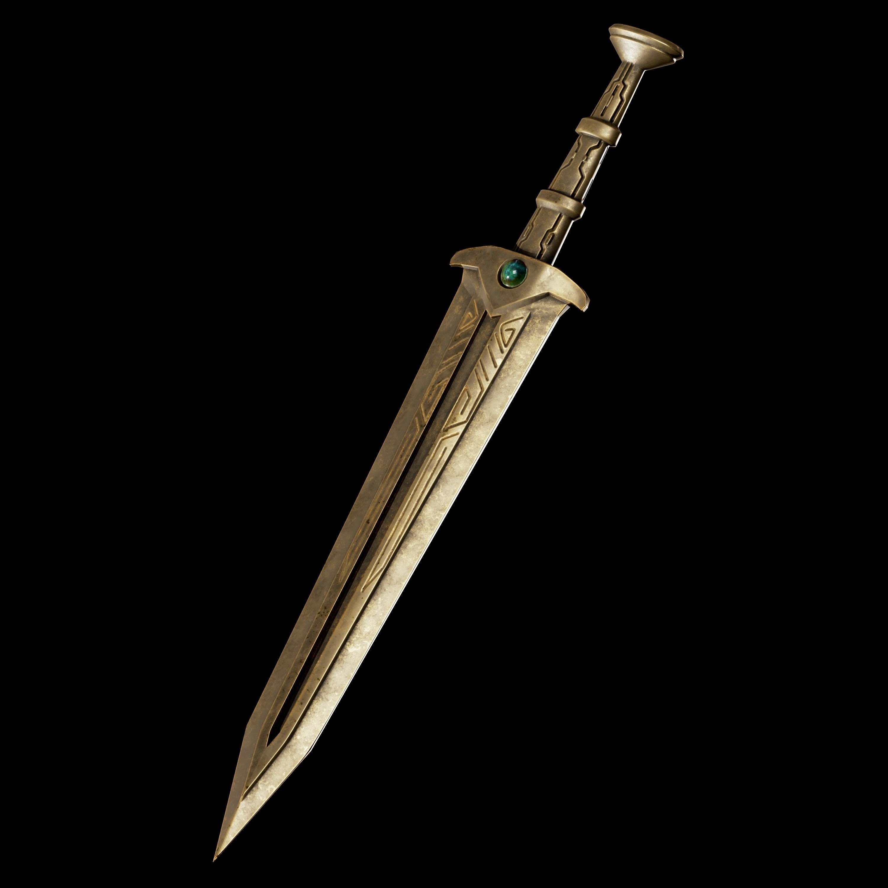 14 Dwarn weapon with Base mesh Low-poly 3D model_35