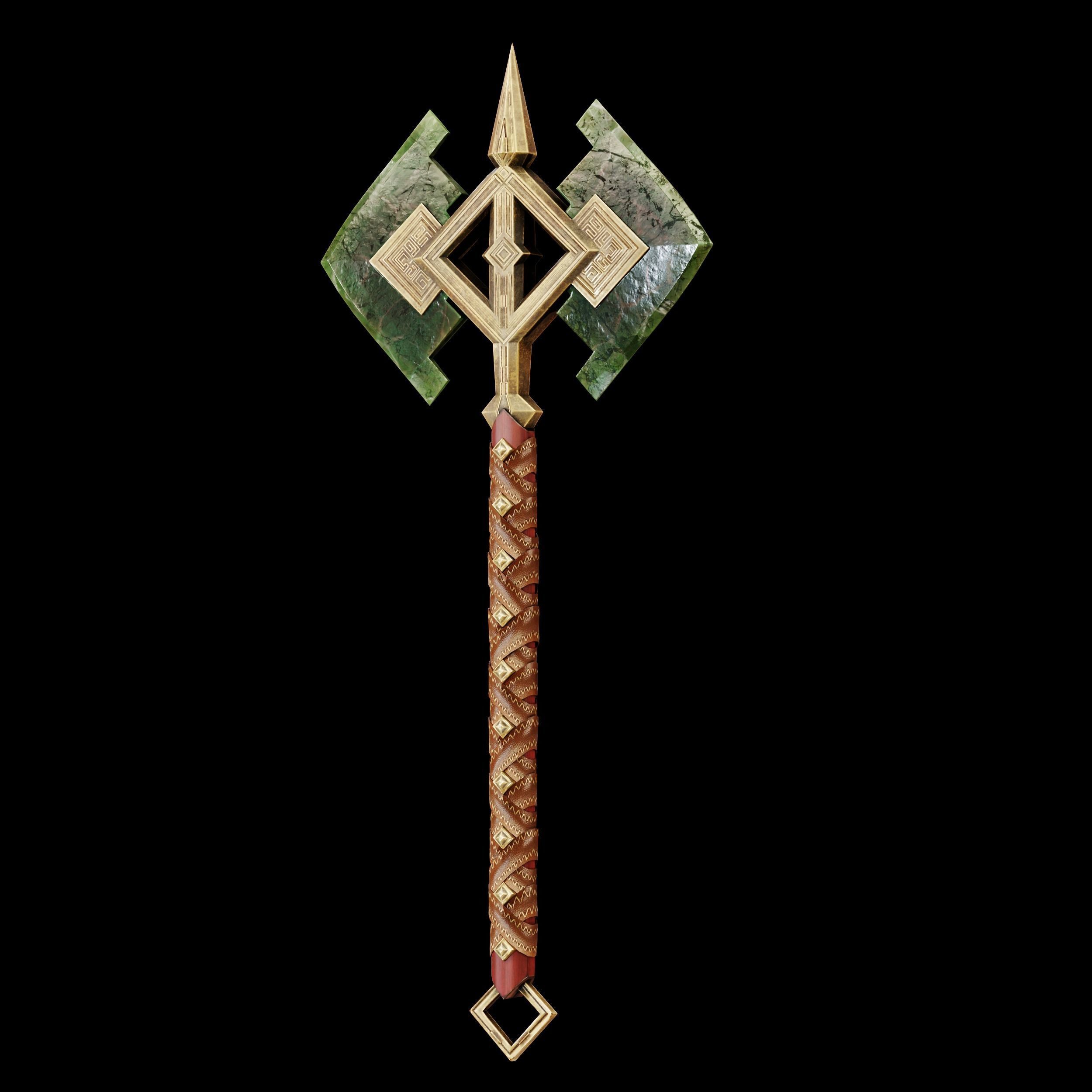 14 Dwarn weapon with Base mesh Low-poly 3D model_32