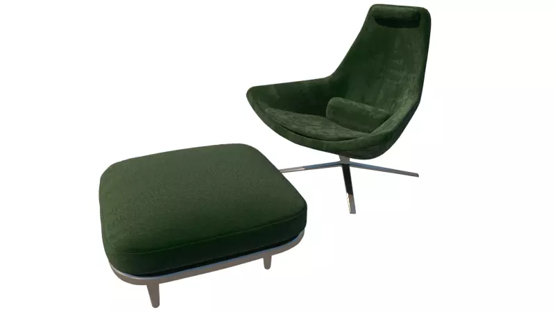 chair person swivel and ottoman Low-poly 3D model