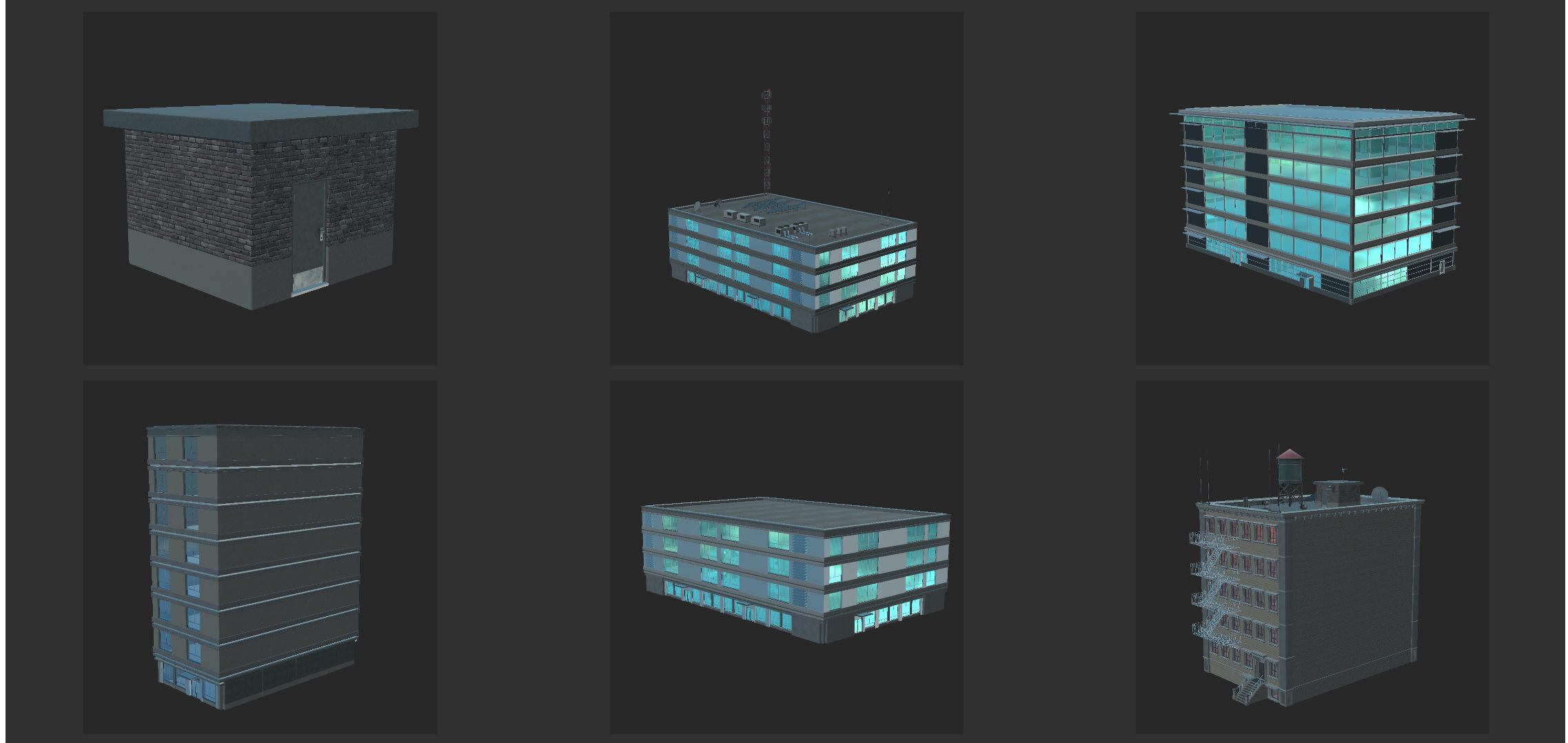 Big Building Pack with interiors Low-poly 3D model_25