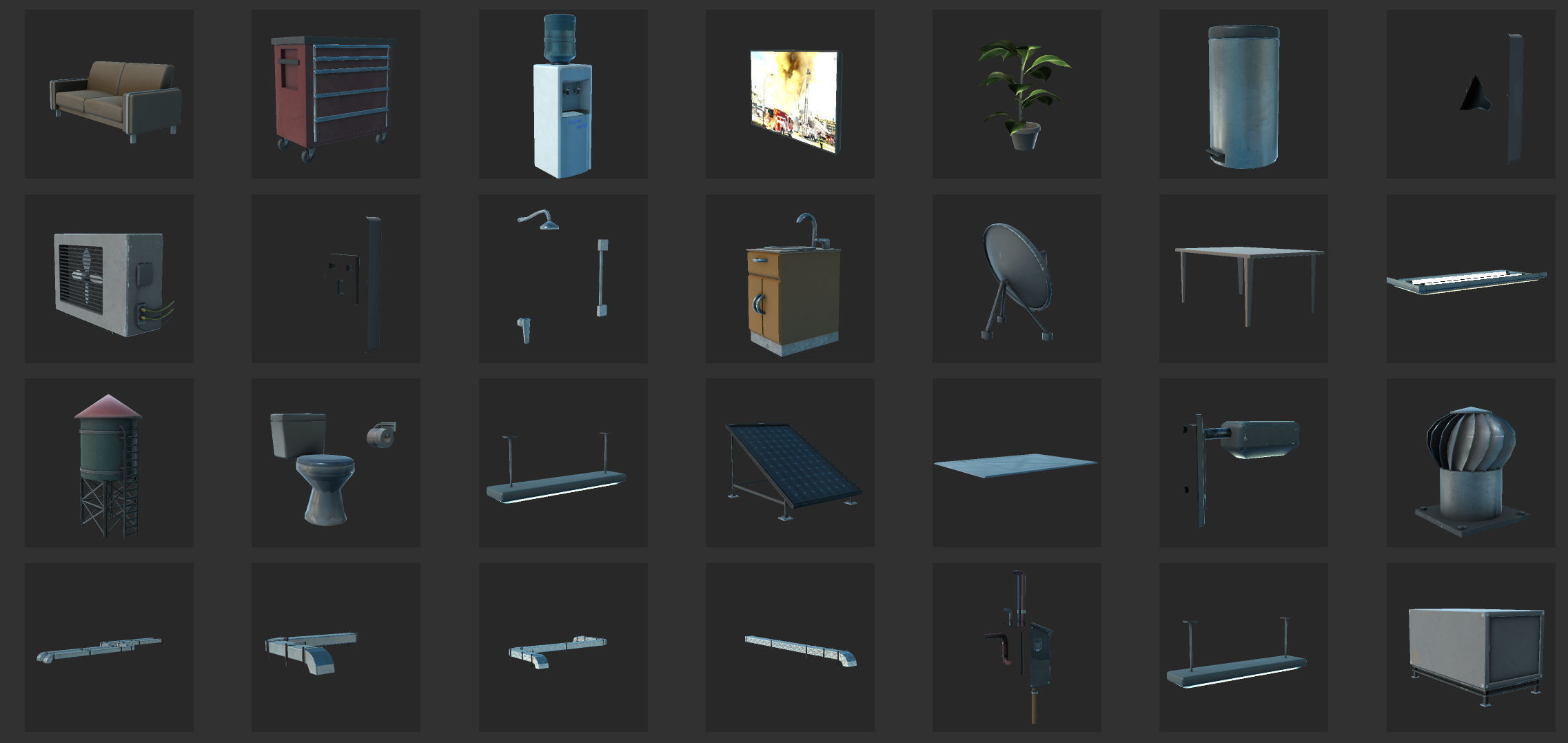 Big Building Pack with interiors Low-poly 3D model_22