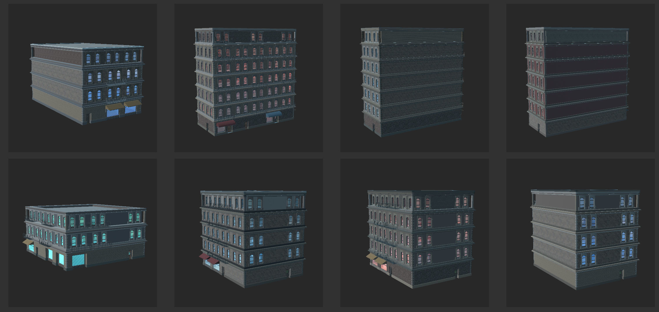 Big Building Pack with interiors Low-poly 3D model_31