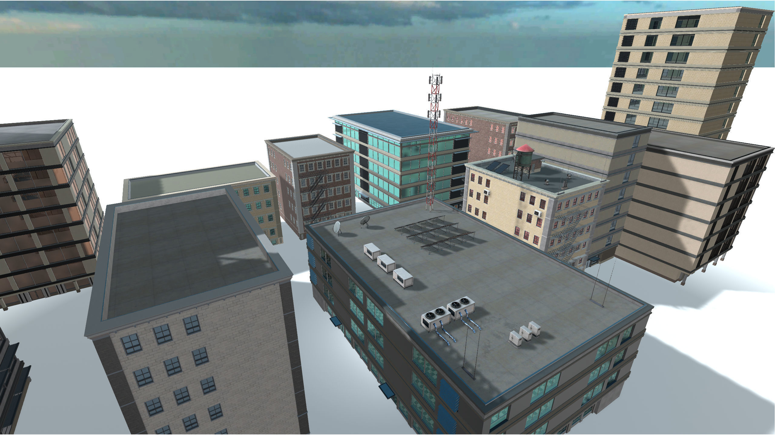 Big Building Pack with interiors Low-poly 3D model_6