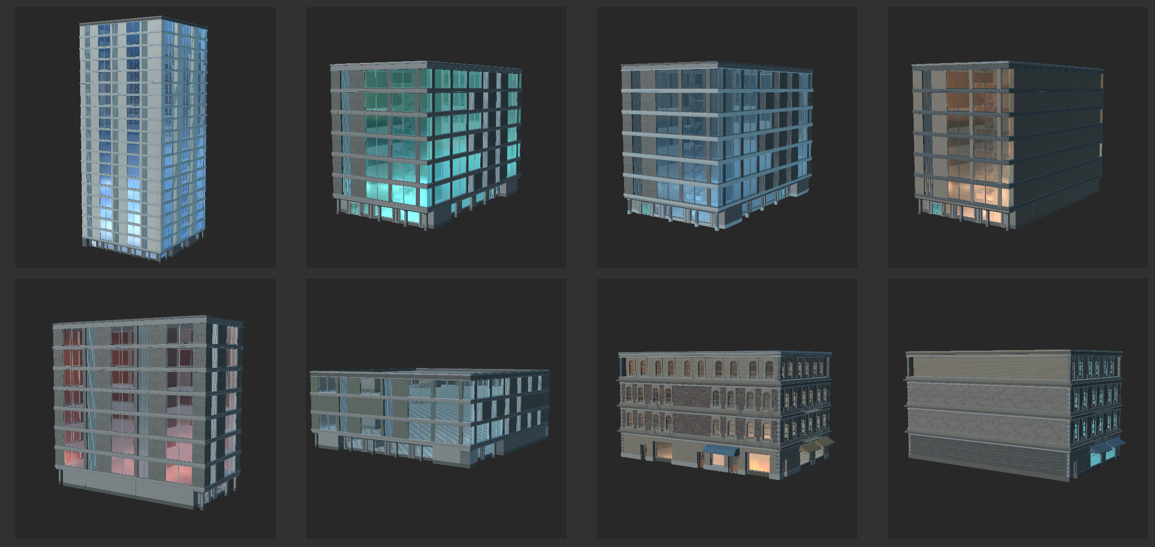 Big Building Pack with interiors Low-poly 3D model_27