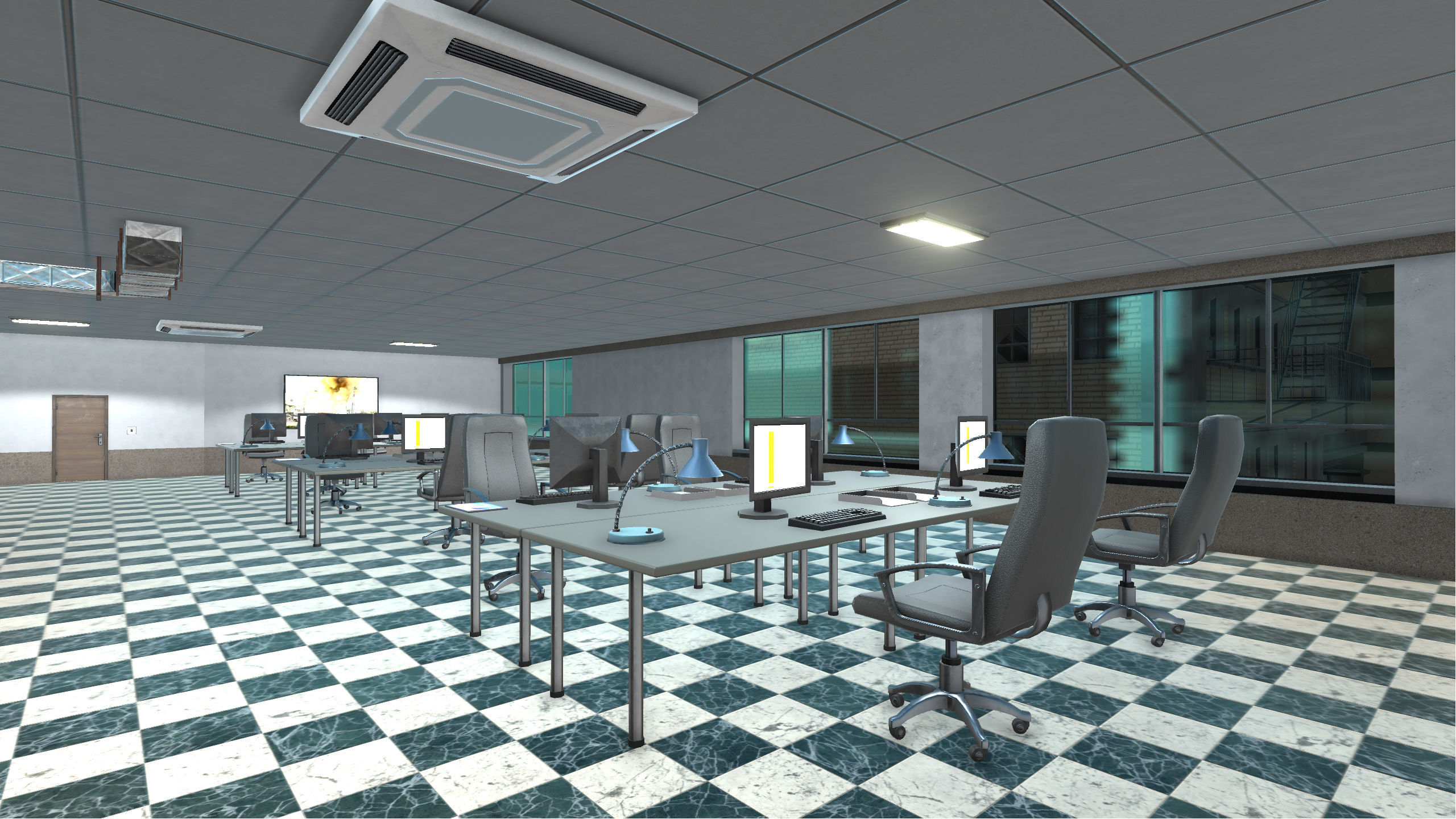 Big Building Pack with interiors Low-poly 3D model_11