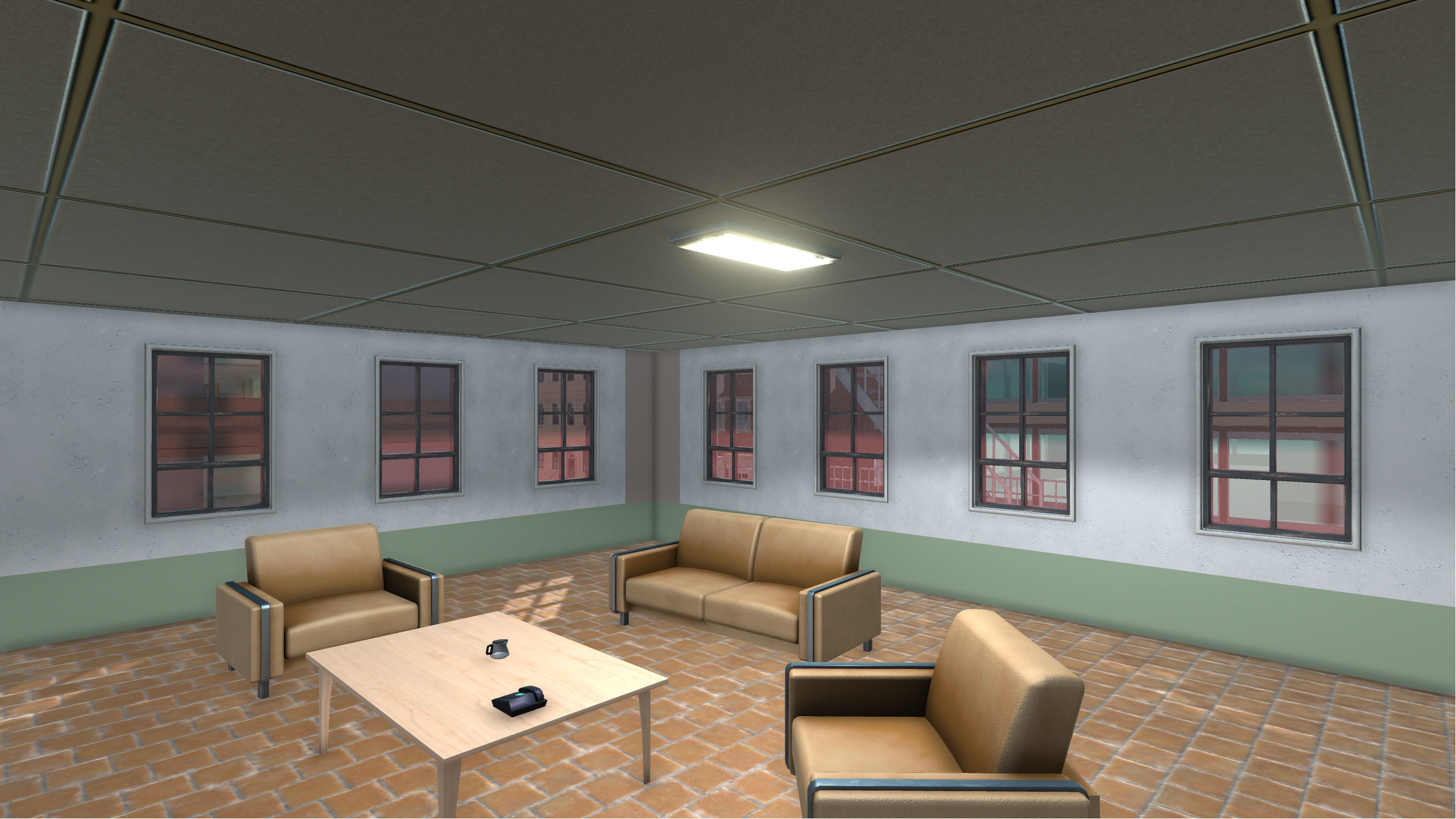 Big Building Pack with interiors Low-poly 3D model_15