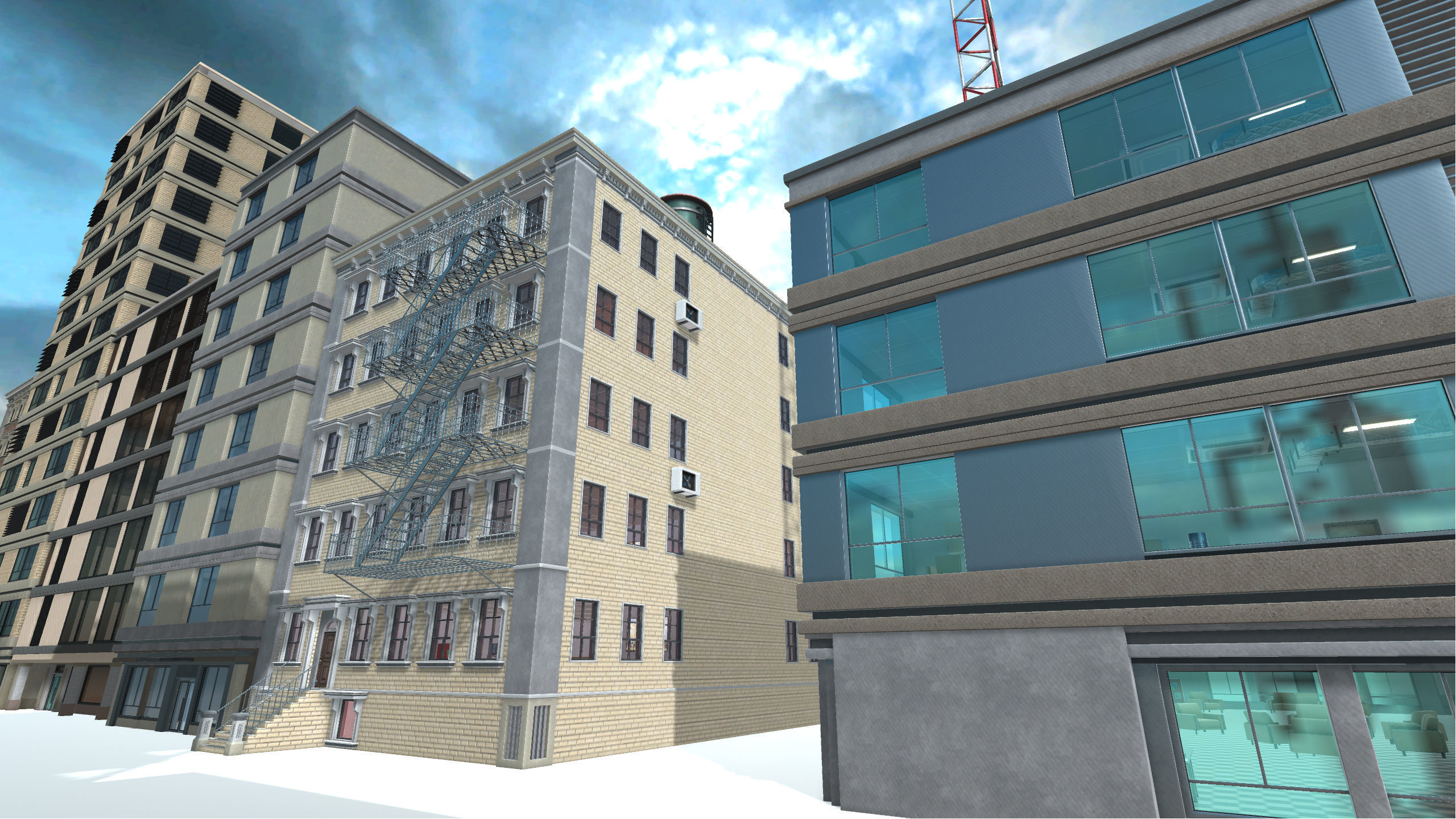 Big Building Pack with interiors Low-poly 3D model_4