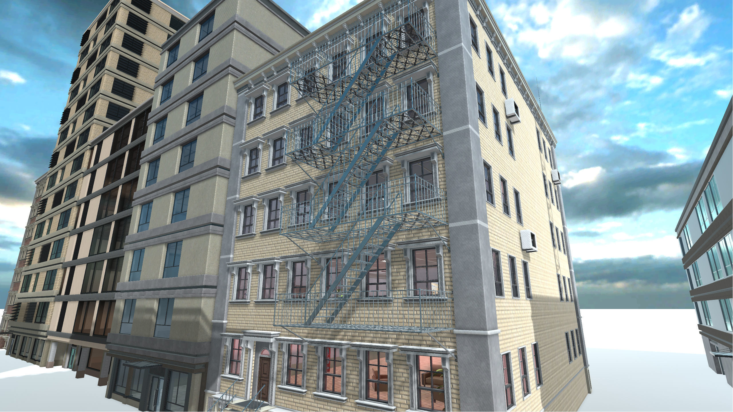 Big Building Pack with interiors Low-poly 3D model_5