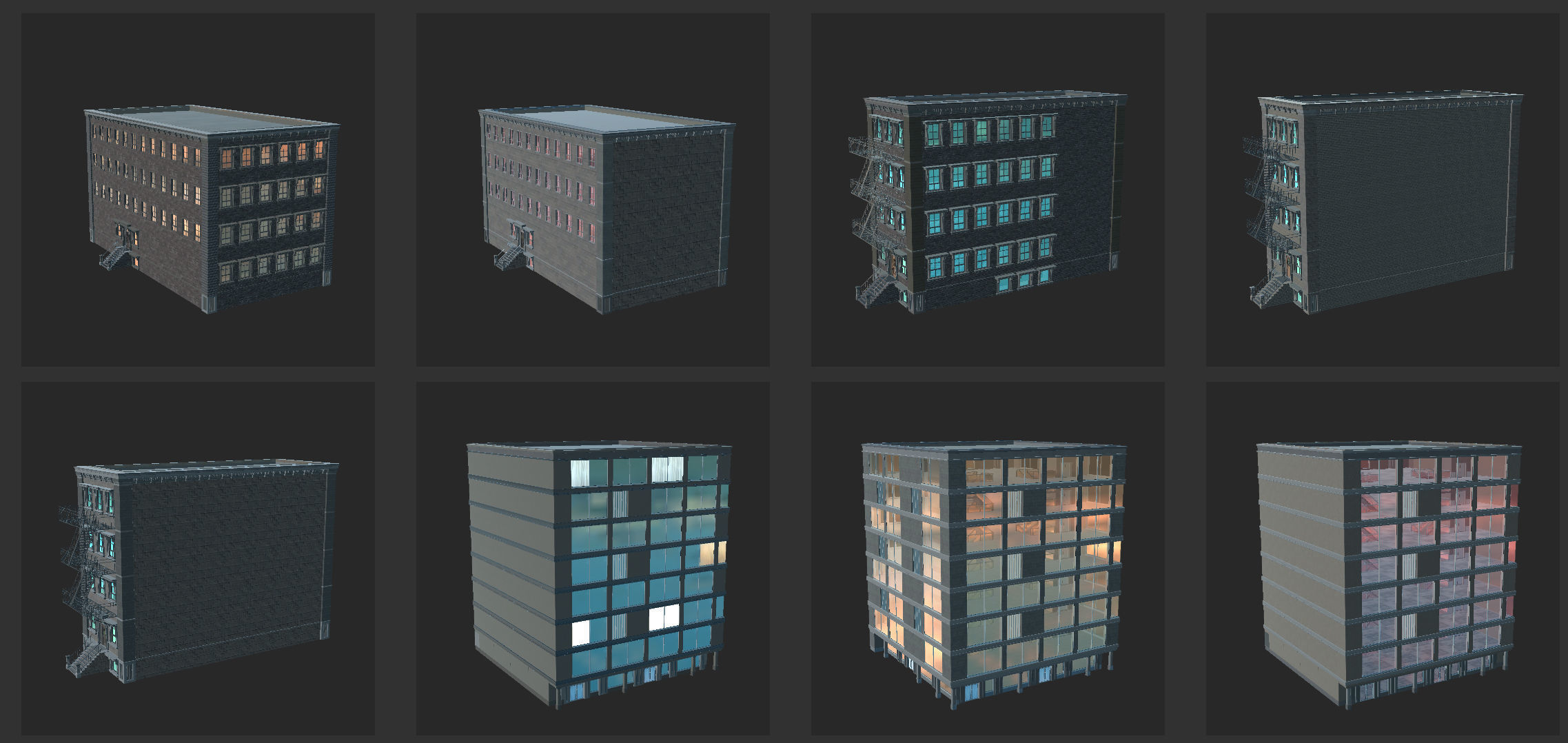 Big Building Pack with interiors Low-poly 3D model_28