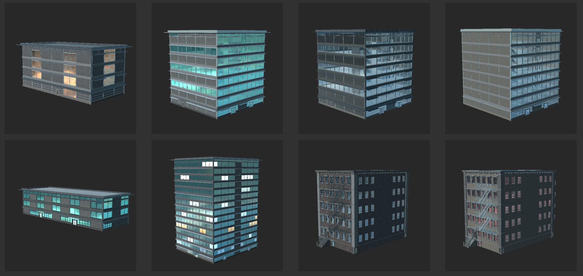 Big Building Pack with interiors Low-poly 3D model_30