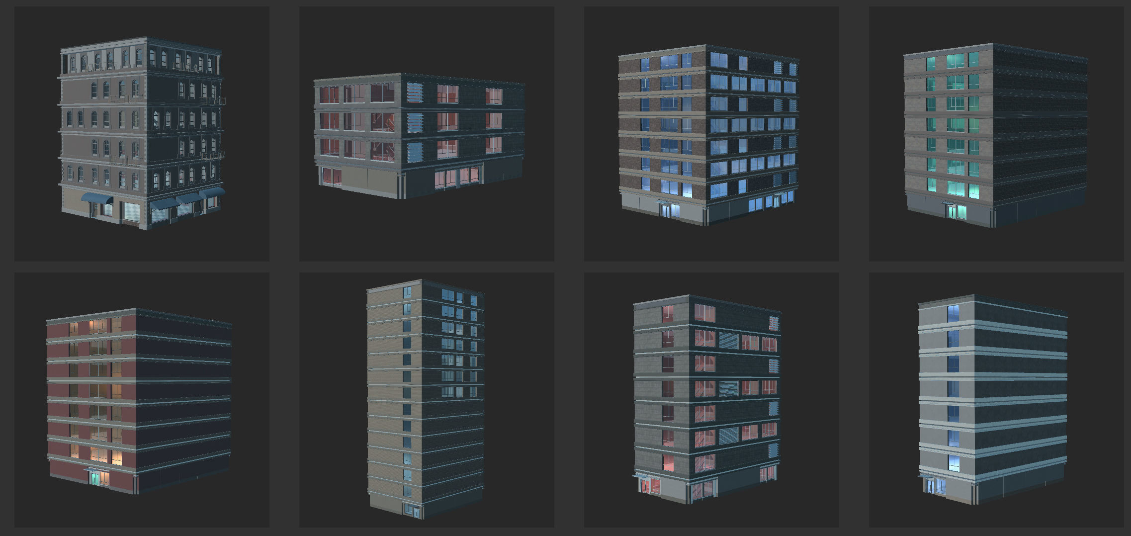 Big Building Pack with interiors Low-poly 3D model_26