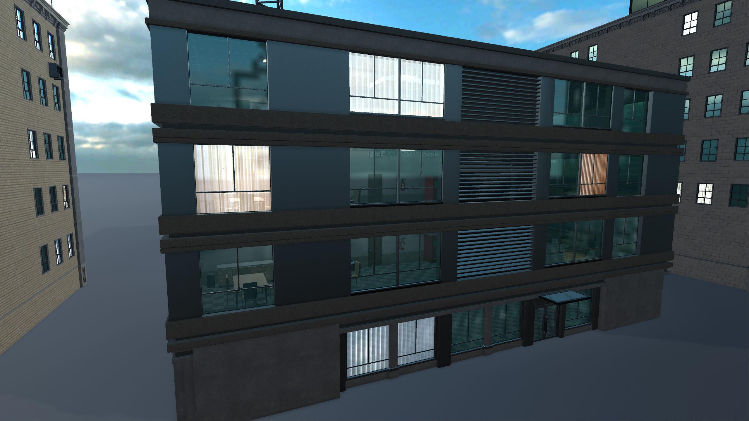 Big Building Pack with interiors Low-poly 3D model_8