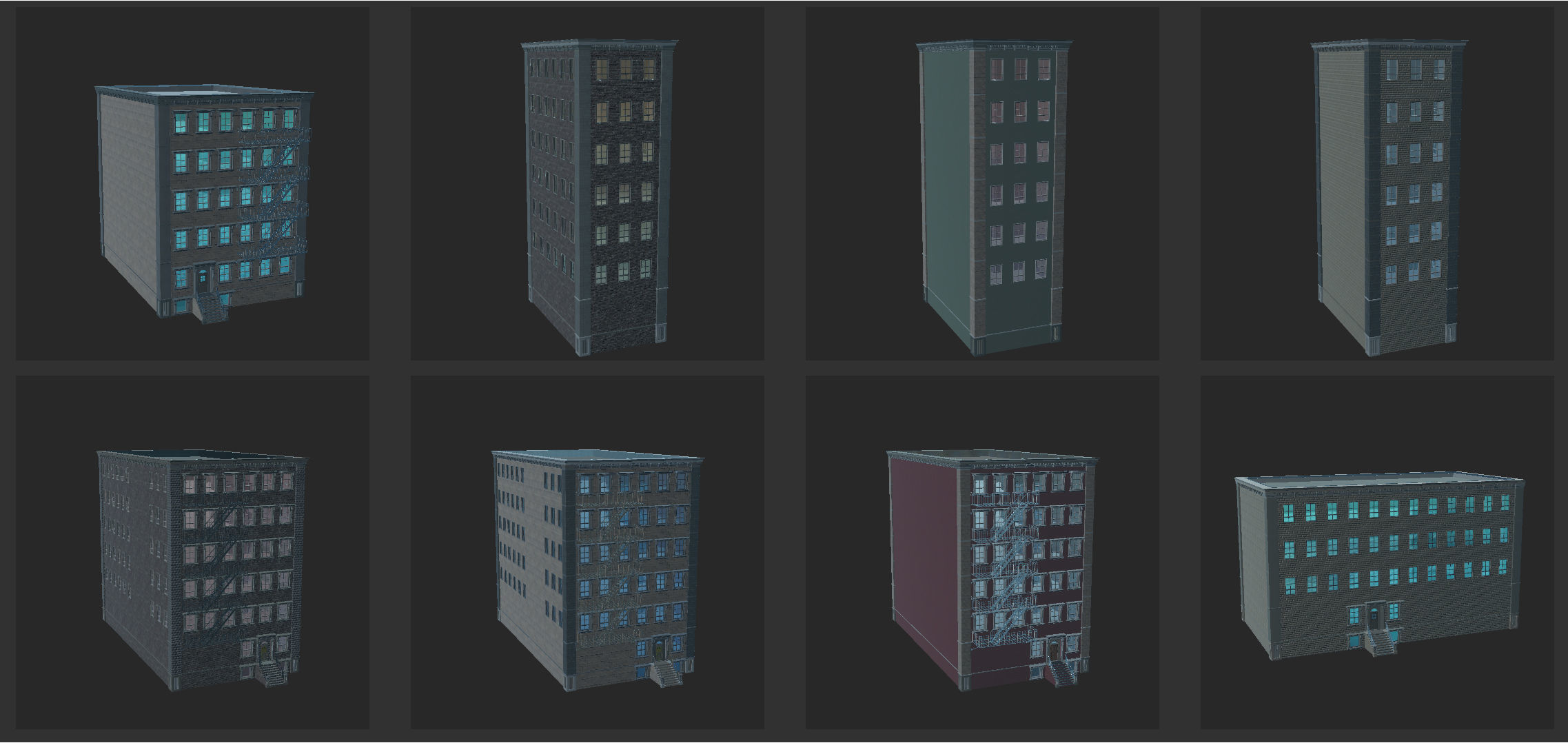 Big Building Pack with interiors Low-poly 3D model_29
