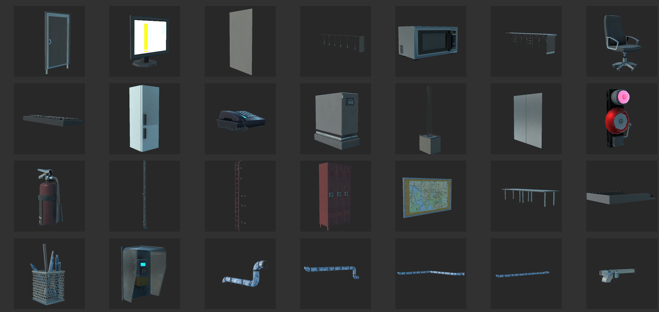 Big Building Pack with interiors Low-poly 3D model_23