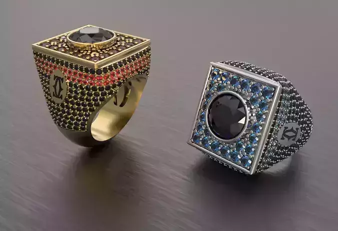 Men ring with gems
