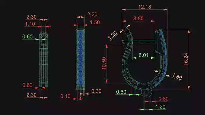 Latch Back Earrings with link for 1 50 mm diameter gemstones