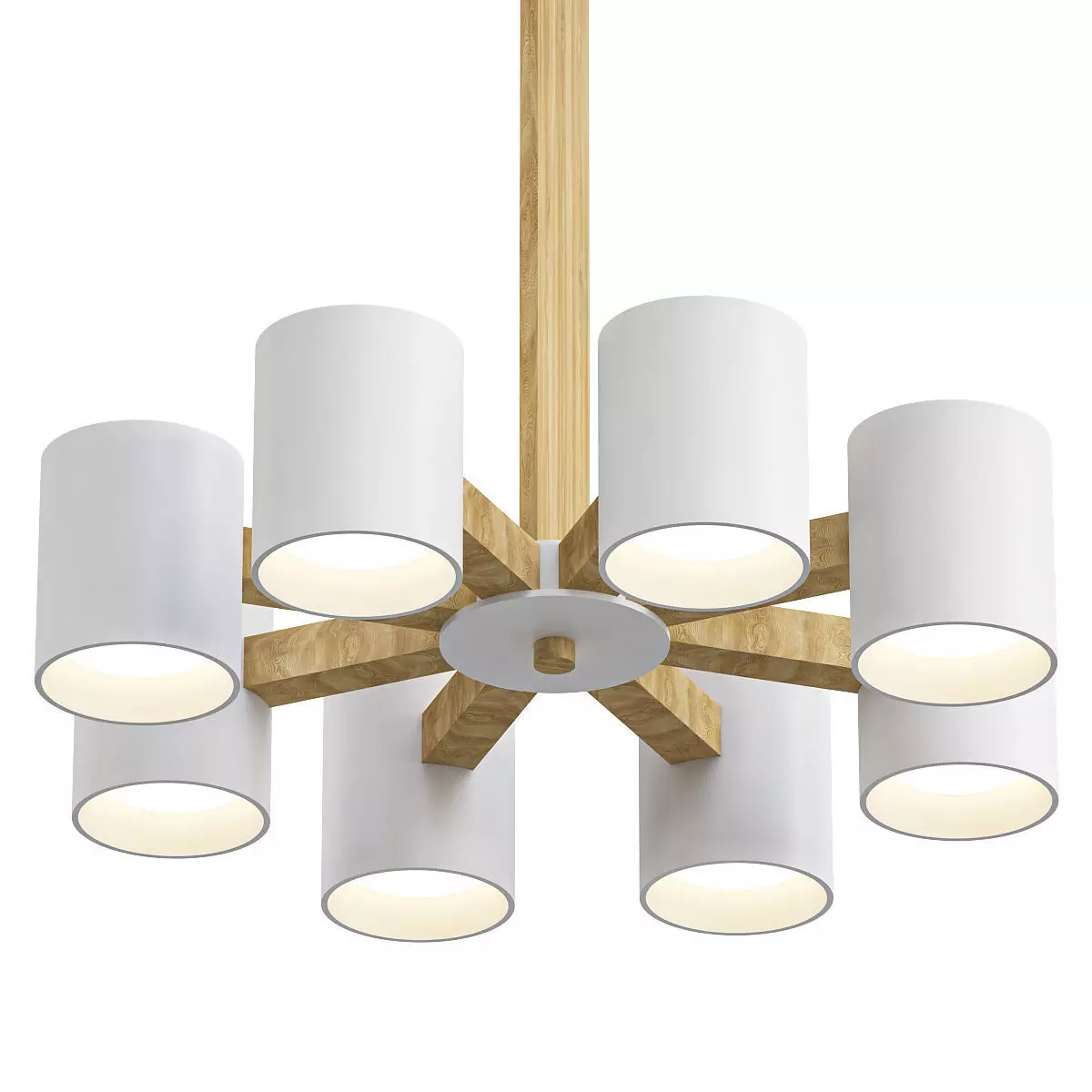 malmo wooden chandelier with six lights 3D model