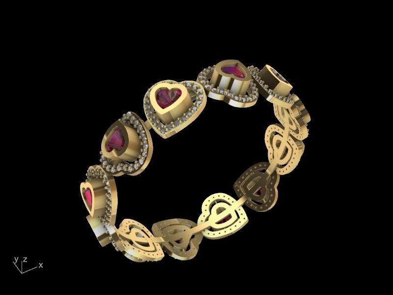 heart diamond bangle stl verified  3D print model_14