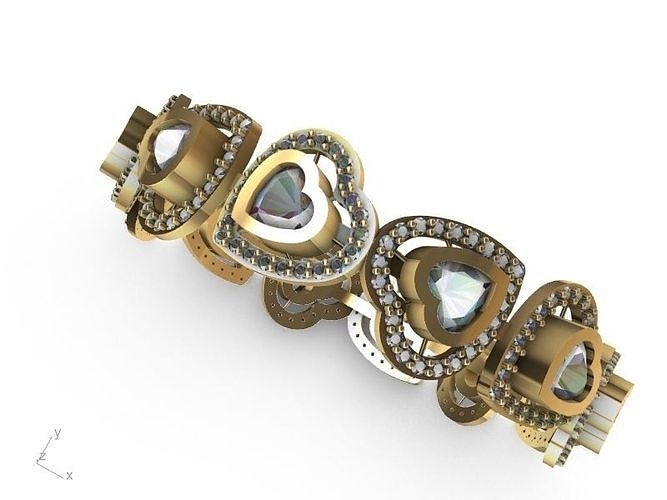 heart diamond bangle stl verified  3D print model