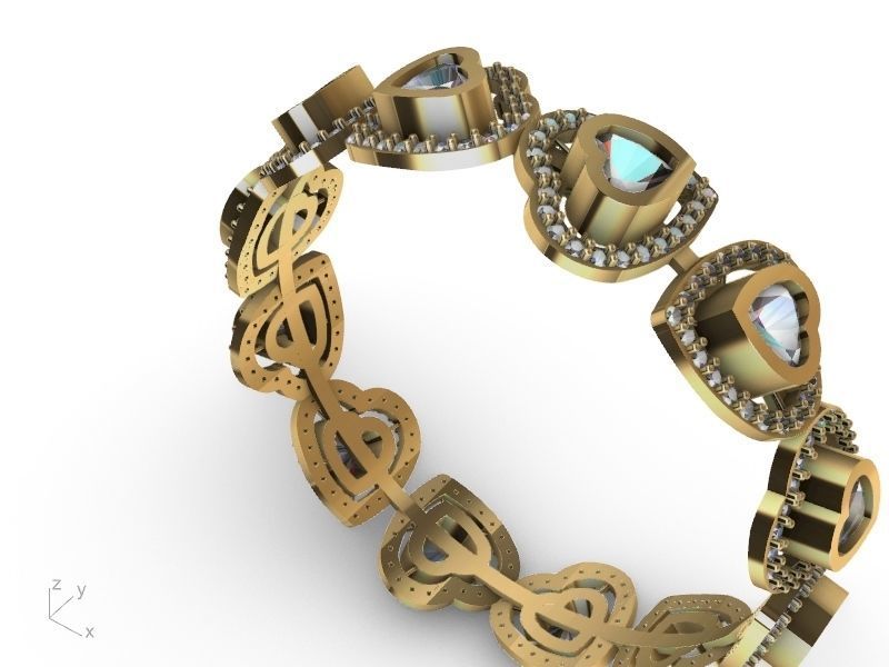heart diamond bangle stl verified  3D print model_1