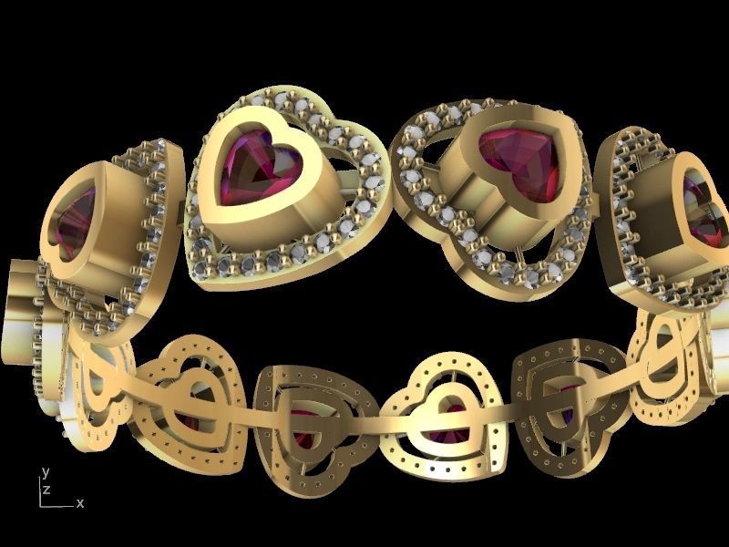 heart diamond bangle stl verified  3D print model_9