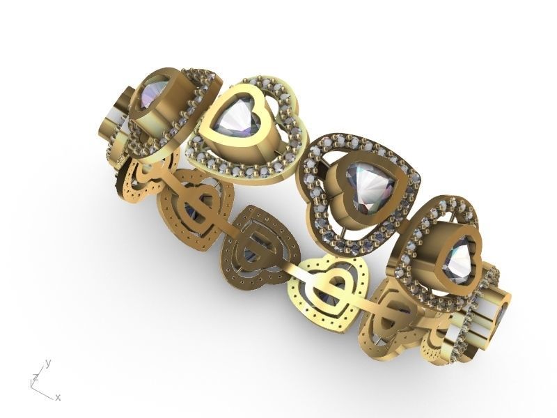 heart diamond bangle stl verified  3D print model_3