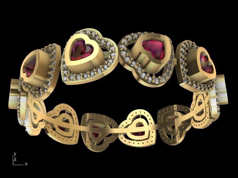 heart diamond bangle stl verified  3D print model_5