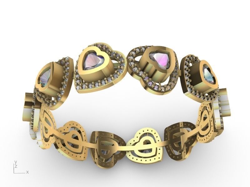 heart diamond bangle stl verified  3D print model_2