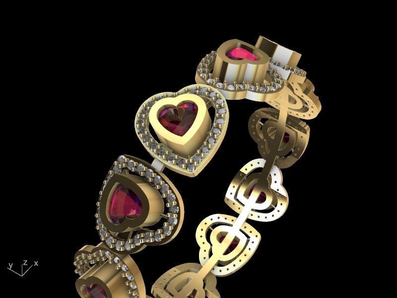 heart diamond bangle stl verified  3D print model_10