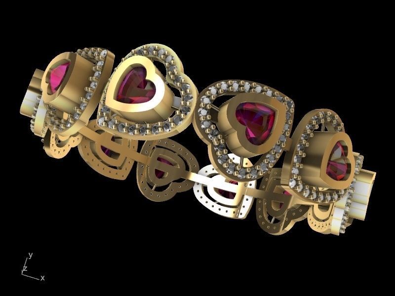 heart diamond bangle stl verified  3D print model_4